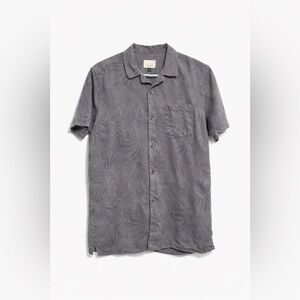 Civil Society Men’s Gray Tropical Print Button-Up Shirt Small | Subtle Hawaiian